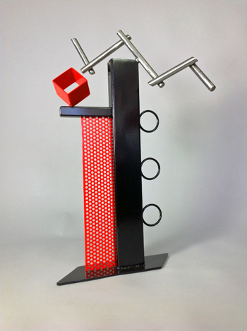 abstract, contemporary, tabletop, sculpture, steel, enamel paints