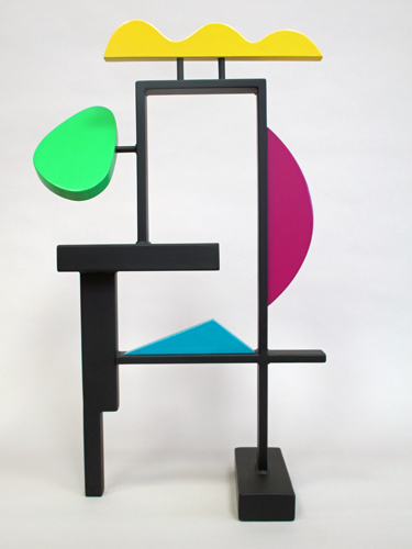 abstract, contemporary,colorful, whimsical, tabletop, sculpture, steel, wood, acrylic paints
