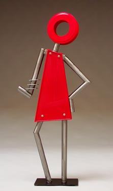 whimsical, abstract, figurative, free standing, indoor outdoor, sculpture, steel, enamel paints, mixed media