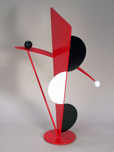 abstract, contemporary, tabletop sculpture, steel, enamel paints