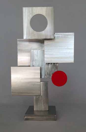 abstract, contemporary, tabletop, stainless steel sculpture