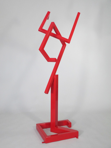 abstract, contemporary, free standing, indoor outdoor, sculpture, red, powder coated steel