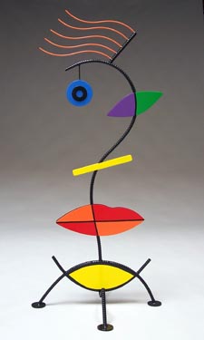 colorful, abstract, figurative, free standing, indoor outdoor, contemporary, face, sculpture, steel, enamel paints