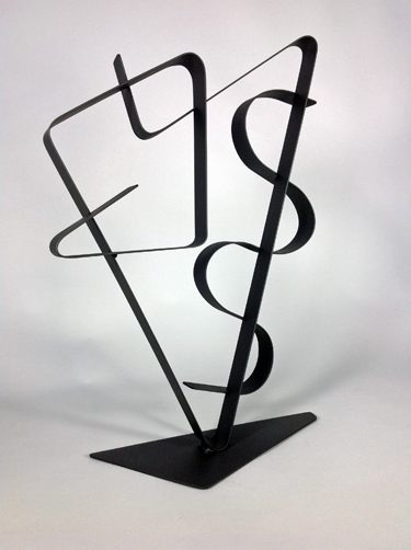 abstract, contemporary, tabletop, sculpture, black, steel