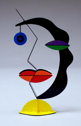whimsical, abstract, figurative, contemporary, tabletop, sculpture, steel, enamel paints